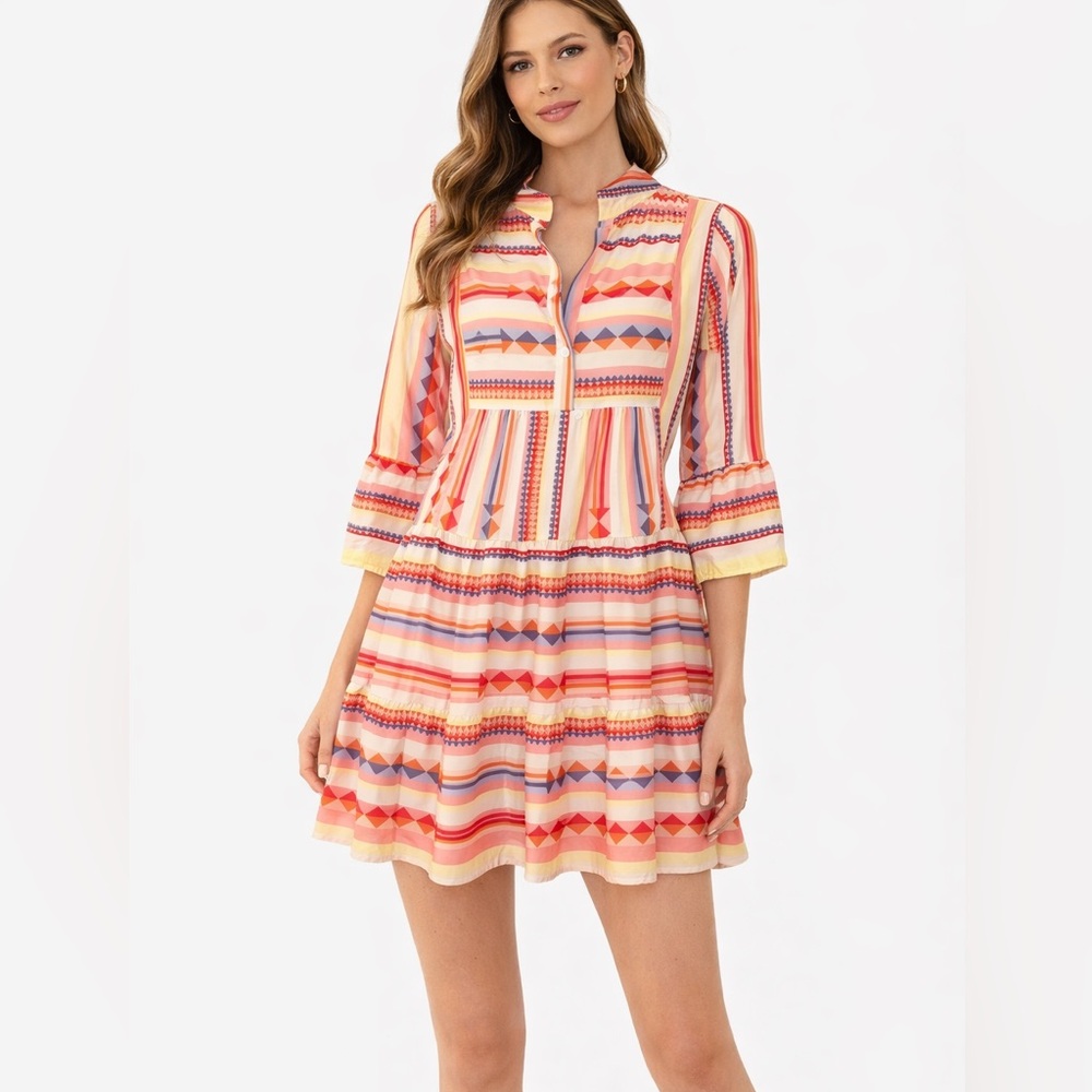 EUC Sunday Up Size Medium Colorful Striped Women's Boutique Dress‎